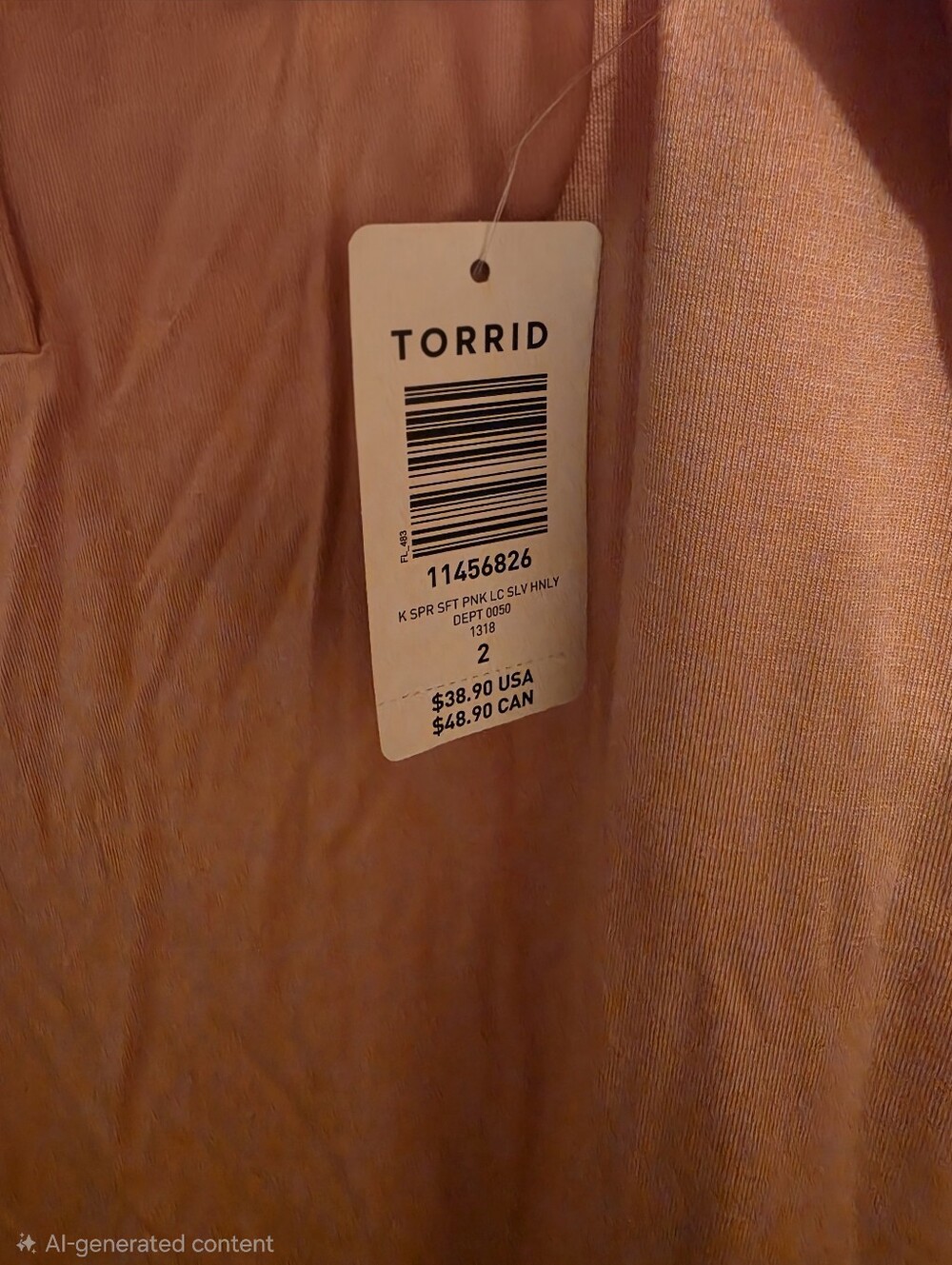 torrid Pink Henley Tunic with Lace Sleeve Detail NWT - Picture 4 of 5